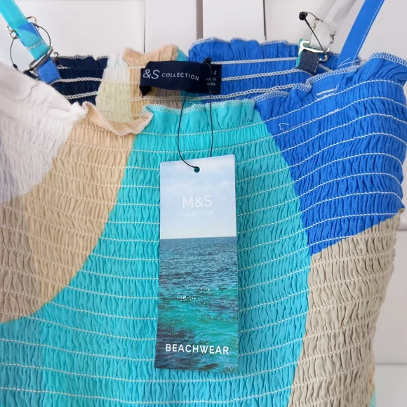 M&S Collection Beach Dress Turquoise Size 8 Removable Straps Holiday Cruise BNWT - Picture 9 of 13